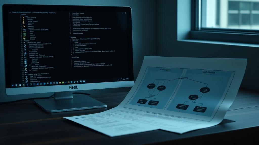 Cloud migration runbook beside a terminal screen
